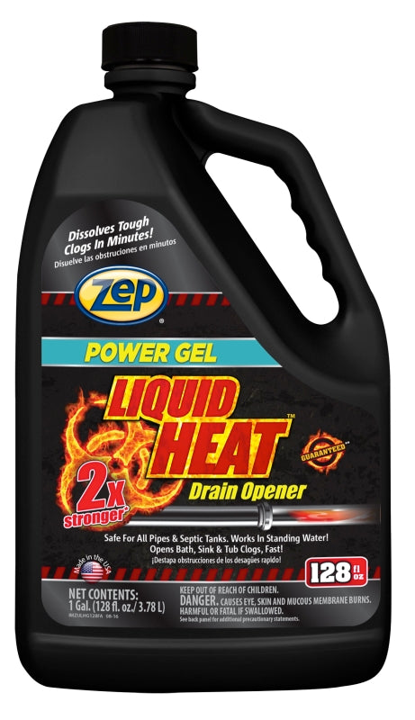 Zep ZULHG128 Drain Opener, Liquid, Light Yellow, Chlorine, 128 oz, Pack of 4