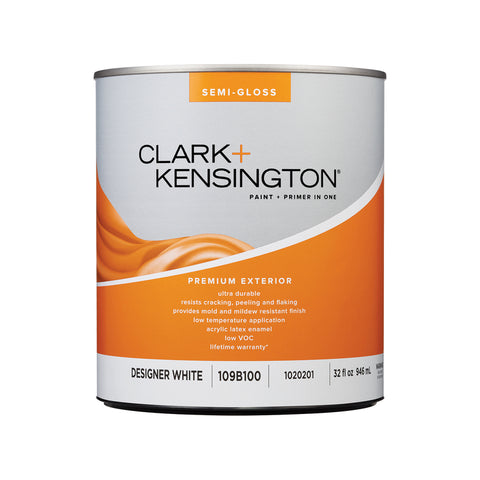 Clark+Kensington Semi-Gloss Designer White House & Trim Paint & Primer Exterior 1 qt, Pack of 4