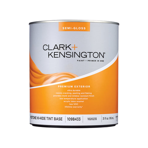 Clark+Kensington Semi-Gloss Tint Base Mid-Tone Base Exterior Paint and Primer Exterior 1 qt, Pack of 4
