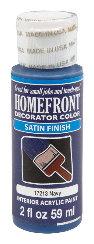 Homefront Decorator Color Interior Acrylic Latex Paint Navy Satin 2 oz.