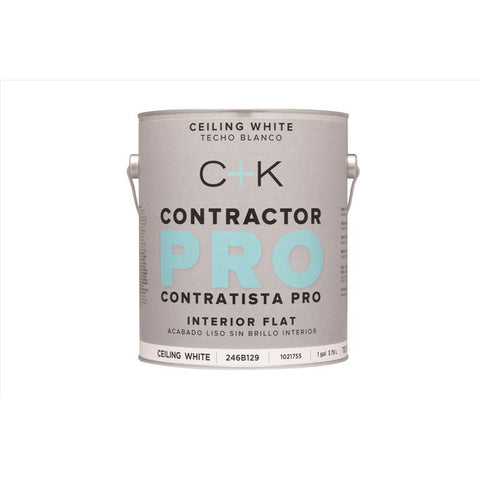 C+K Contractor Pro Flat Ceiling White Paint Interior 1 gal, Pack of 4