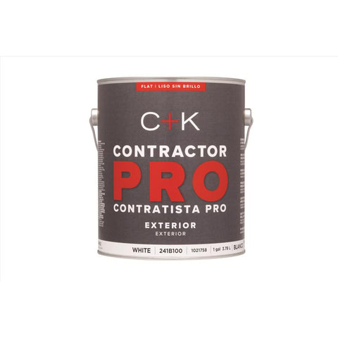 C+K Contractor Pro Flat White Paint Exterior 1 gal, Pack of 4