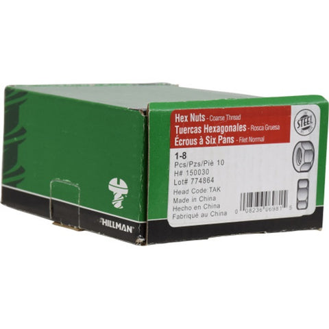 Hillman 1 Steel SAE Hex Nut 10 pk