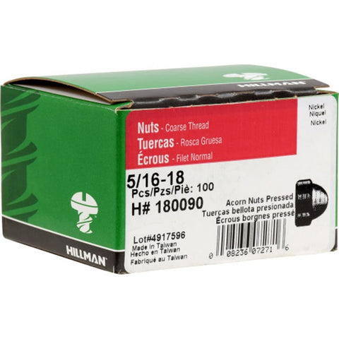 Hillman 5/16 Zinc-Plated Steel SAE Acorn Nut 100 pk