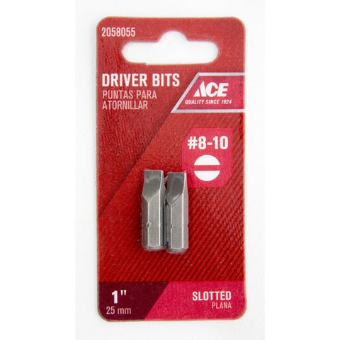 Ace #8-10 Slotted Screwdriver Bit 1/4 in. Dia. x 1 in. L 2 pc.