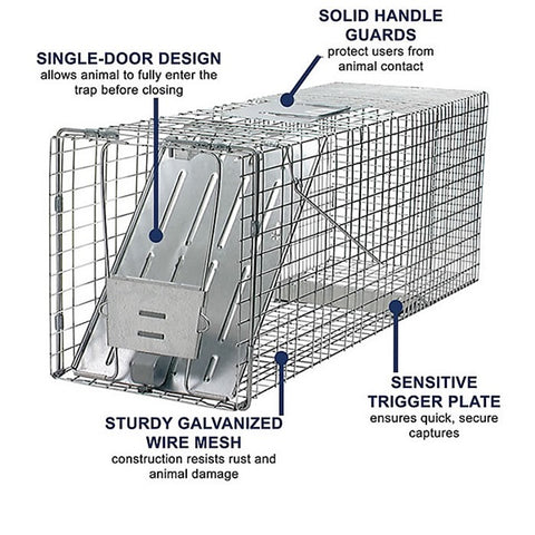 Havahart 1079 Animal Trap, 32 in L, 10 in W, 12 in H, Spring-Loaded Door