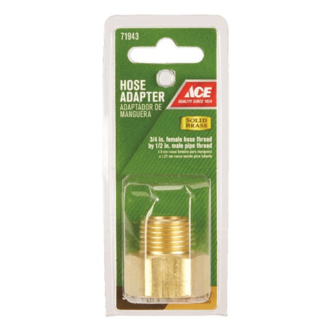 Ace 3/4 in. FHT x 1/2 in. MPT Brass Hose Adapter Female/Male Threaded