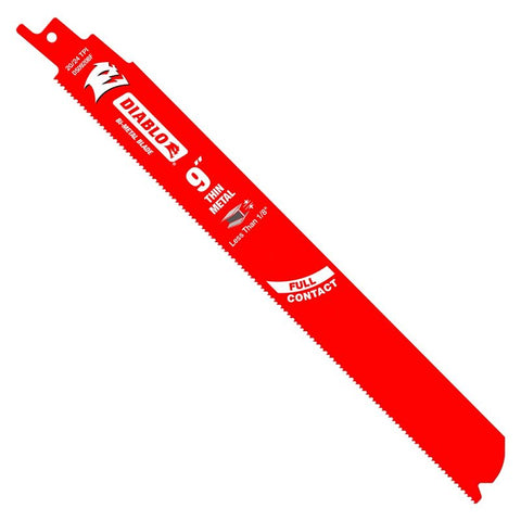 Diablo DS0920BF25 Reciprocating Saw Blade, Bi-Metal, Applicable Materials: Thin Metal, 1 in W, 9 in L, 20, 24 TPI, 25/PK