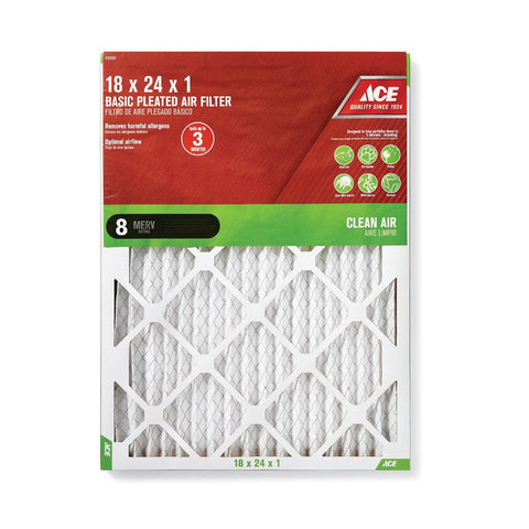 Ace 24 in. L x 18 in. W x 1 in. D Pleated Air Filter 8 MERV