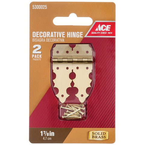 Ace 5/8 in. L Decorative Hinge Solid Brass 2 pk