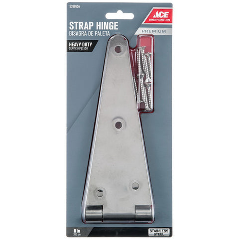 Ace Steel Heavy Duty Strap Hinge 8 in. L Stainless Steel 1 pk