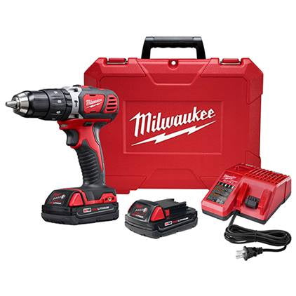 Milwaukee M18 Cordless Compact Hammer Drill Kit 18 volts 2 Speed 0-400/0-1,800 rpm 1/2 in. Li-Ion