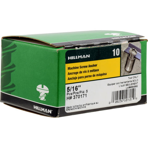 Hillman 5/16 in. Dia. x 0 in. L Metal Round Head Setting Tool Machine Screw Anchor 5 pk