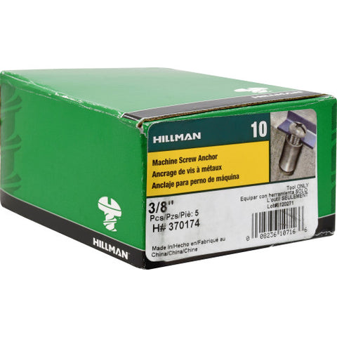 Hillman 3/8 in. Dia. x 0 in. L Metal Round Head Setting Tool Machine Screw Anchor 5 pk