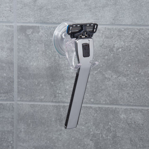 Interdesign Power Lock Razor Holder 6.3 in. H x 1.5 in. L x 4 in. W Clear Clear Plastic