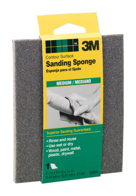 3M Contour Sanding Sponge 4-1/2 in. W x 5-1/2 in. L Medium 80 Grit