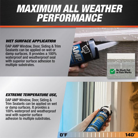 DAP AMP White Polymer Advanced Hybrid Caulk Sealant 9 oz, Pack of 12