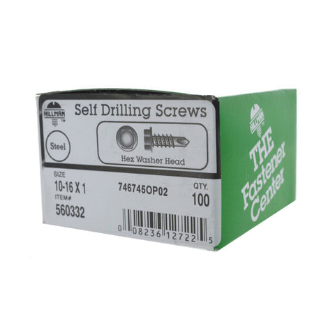 Hillman Hex Washer Hex Drive Self Drilling Screws Steel 1/4-14 x 3/4 in. L 100 per box