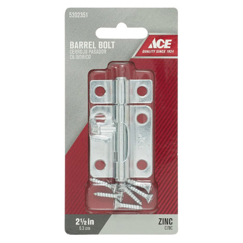 Ace 2.5 in. L Zinc-Plated Steel Barrel Bolt