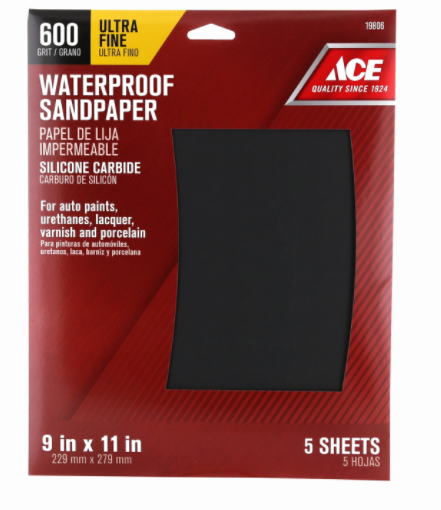 Ace Silicon Carbide Sandpaper 11 in. L 600 Grit Ultra Fine 5 pk
