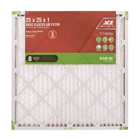 Ace 25 in. L x 25 in. W x 1 in. D Pleated Air Filter 8 MERV