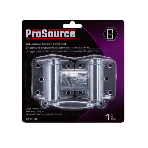 ProSource LR-114-ZP-PS Hinge Set, Steel, Sliver, Zinc, 22-Piece, For: Lightweight Wood Screen Doors