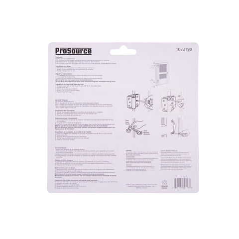 ProSource LR-114-ZP-PS Hinge Set, Steel, Sliver, Zinc, 22-Piece, For: Lightweight Wood Screen Doors