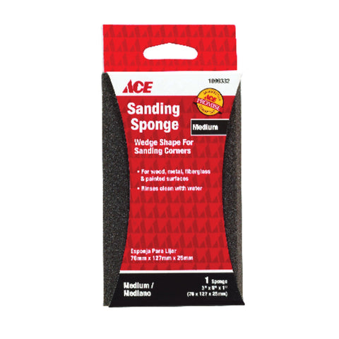 Ace Aluminum Oxide Wedge Sanding Sponge 3 in. W x 5 in. L Medium 80 Grit
