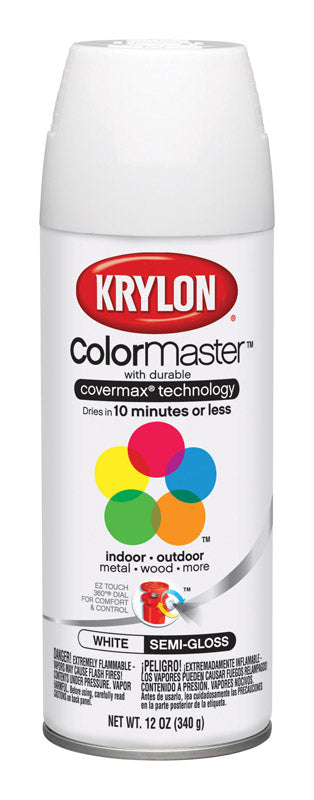 Krylon ColorMaster White Semi-Gloss Spray Paint 12 oz.