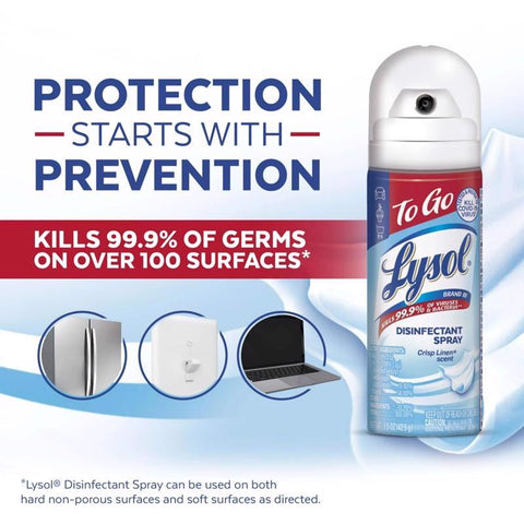 Lysol Crisp Linen Scent Disinfectant 1.5 oz 1 pk, Pack of 12