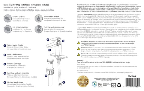 Boston Harbor FS6A0215NP Lavatory Faucet, 1.2 gpm, 1-Faucet Handle, 1, 3-Faucet Hole, Metal/Plastic, Brushed Nickel