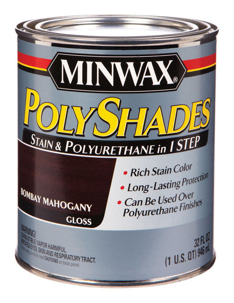 Minwax PolyShades Transparent Polyurethane Stain and Polyurethane Finish Bombay Mahogany 1 qt.