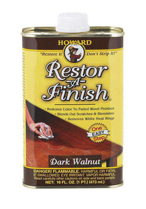 Howard Restor-A-Finish Semi-Transparent Oil-Based Wood Restorer Dark Walnut 1 pt.