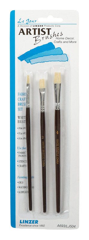 Linzer No. 0, 2, 4 W Flat White China Bristle Artist Paint Brush Set
