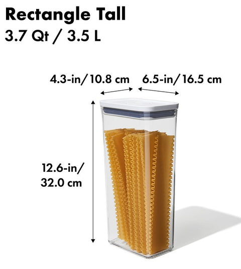 Good Grips POP 11234400 Food Container, 3.7 qt Capacity, Plastic, Clear, 6-1/2 in L, 4.3 in W, 12.6 in H