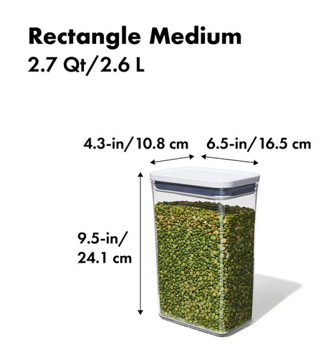 Good Grips POP 11234500 Food Container, 2.7 qt Capacity, Plastic, Clear, 4.3 in L, 6-1/2 in W, 9-1/2 in H