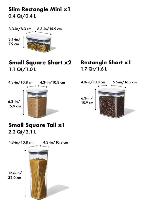 Good Grips 11235900 Series Pop Container Set, Square, Gray, 5/PK