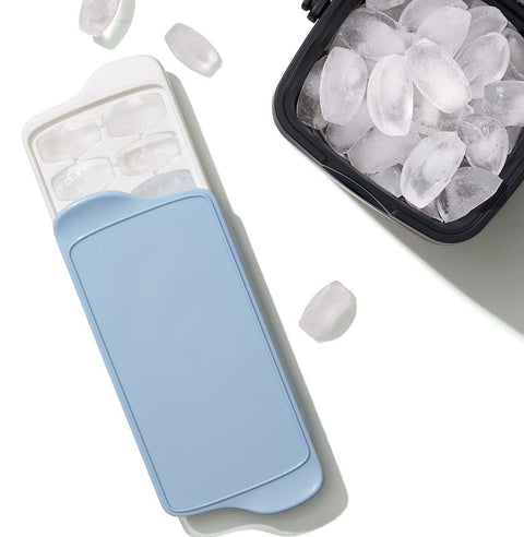 Good Grips 11284400 Ice Cube Tray, 14-Compartment, Plastic, Blue/White, 12.2 in L, 5.6 in W, 1-3/4 in Thick