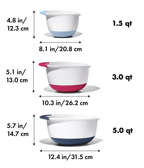 Good Grips 11323100 Mixing Bowl Set, Plastic/Rubber, Assorted