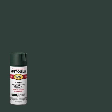 Rust-Oleum 7732830 Rust Preventative Spray Paint, Low Satin, Hunter Green, 12 oz Can