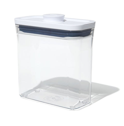 Good Grips 11234900 Short Slim Container, 1.2 qt, Plastic, Clear, 6.3 in L, 3.1 in W, 6.7 in H, Pack of 4