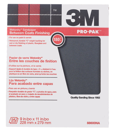 3M Pro-Pak Tri-M-ite Sharp Synthetic Mineral Sandpaper 11 in. L 180 Grit Fine 25 pk