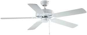 Boston Harbor 52-CASA-ES-EN-WH Ceiling Fan, 5-Blade, Bleached Oak/White Blade, 52 in Sweep, MDF Blade, 3-Speed