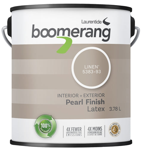 Boomerang 5383-93L19 Paint, Pearl Sheen, Linen, 3.78 L, 430 sq-ft Coverage Area