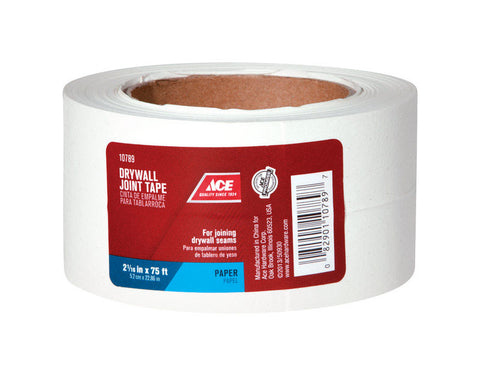 Ace 75 ft. L x 2.06 in. W x 75 ft. L x 2-1/16 in. W Paper White Self Adhesive Drywall Joint Tape
