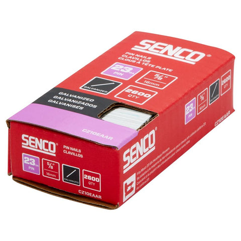 Senco CZ10EAAR Micro Pin Strip, 5/8 in L, 23 ga, Galvanized/Plain