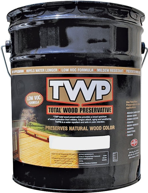 TWP TWP-1503-5 Wood Preservative, 150 to 450 sq-ft/gal Coverage Area, Dark Oak, Liquid, 5 gal Can