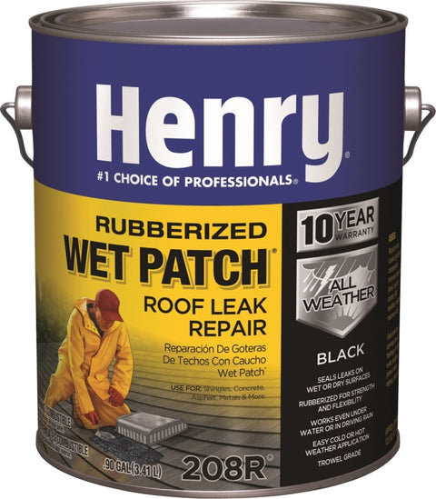 Henry Wet Patch 208 HE208R042 Roof Cement, Black, Liquid, 1 gal Can, Pack of 4