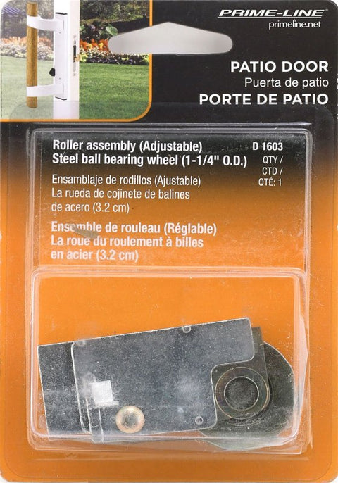 Prime-Line D 1603 Roller Assembly, 2-5/16 in L x 11/16 in W x 1-1/8 in H Dimensions, 1-1/4 in Dia Roller, Steel