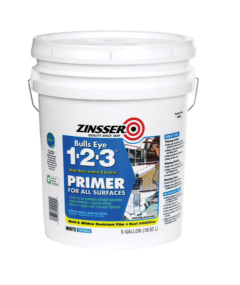 Zinsser Bulls Eye 123 Water-Based Interior and Exterior Primer and Sealer 5 gal. White
